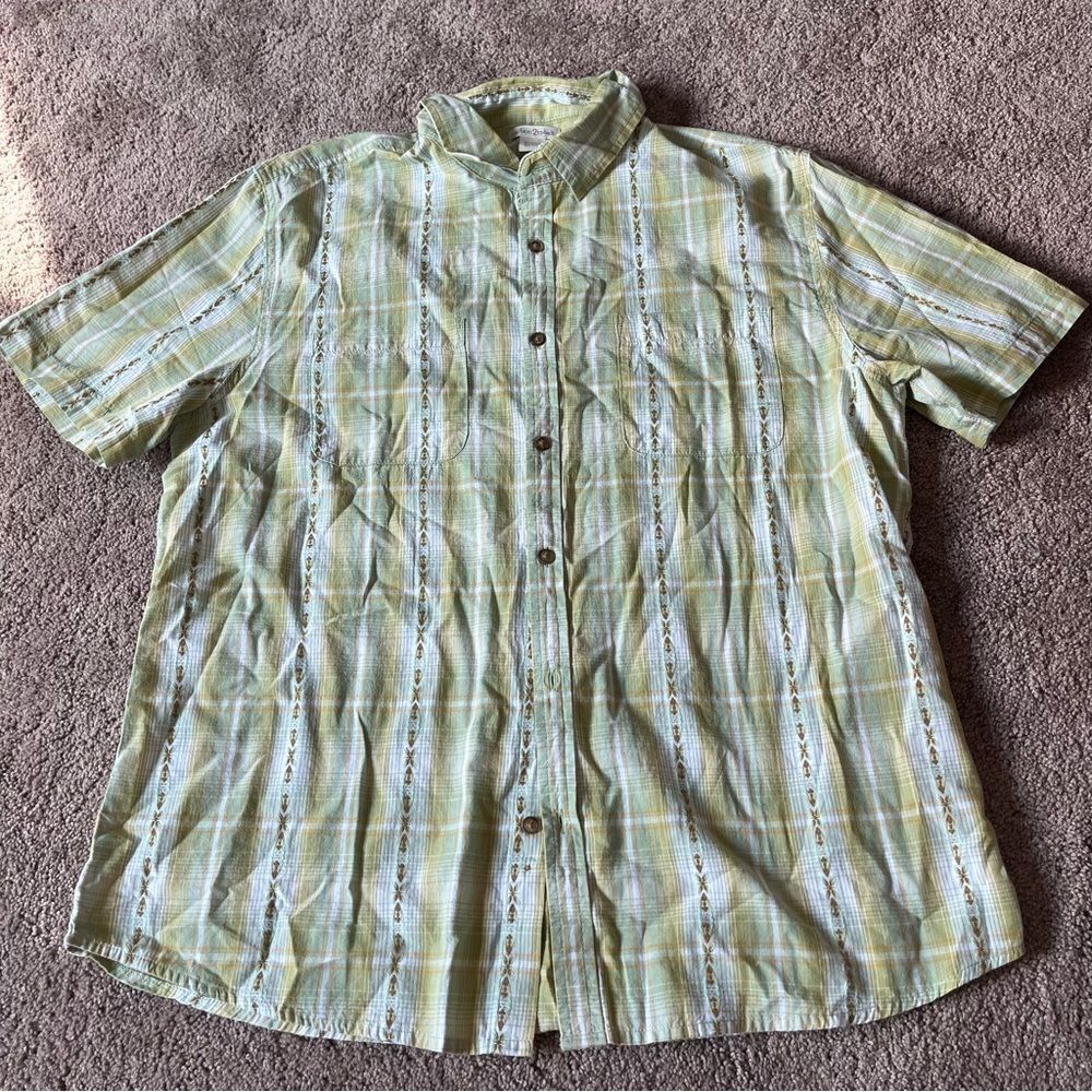 Carbon 2 Cobalt Men's Large Cotton Plaid Button-down Shirt.
